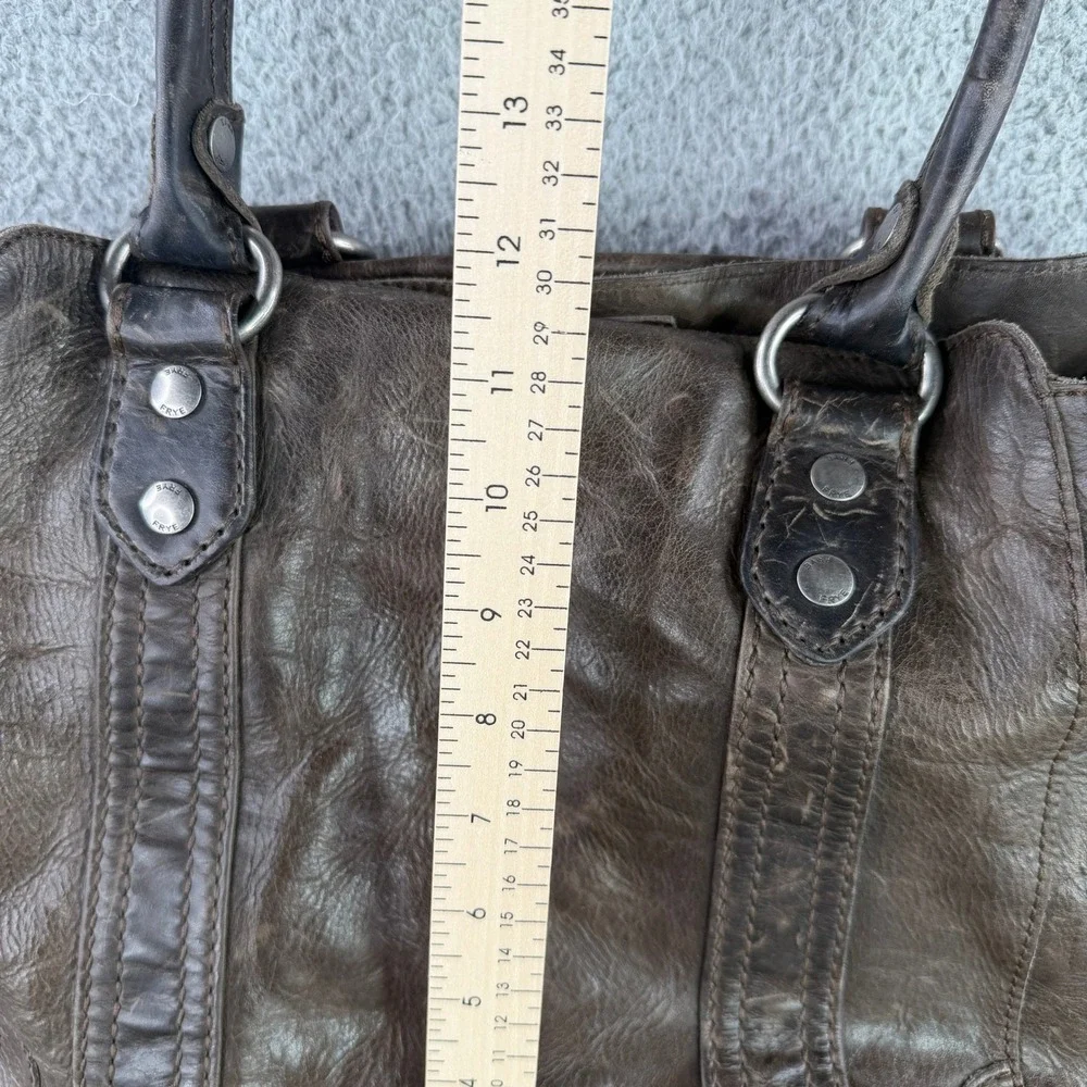 Frye Melissa Satchel Women Medium Brown Distressed Leather Tote Bag